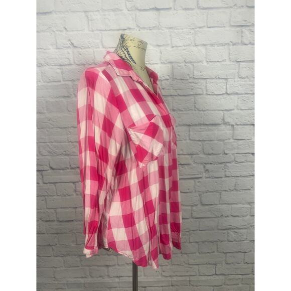 Khakis & Co Pink Plaid Button-Up Blouse - Women's 1X - Picture 4 of 7